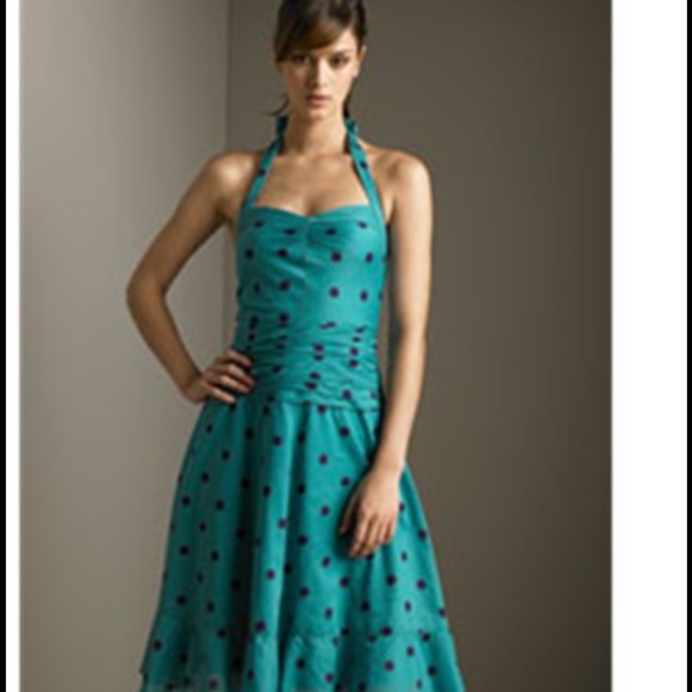 Marc Jacobs Teal Polka Dot Halter Dress Size 2 | Y2K Retro